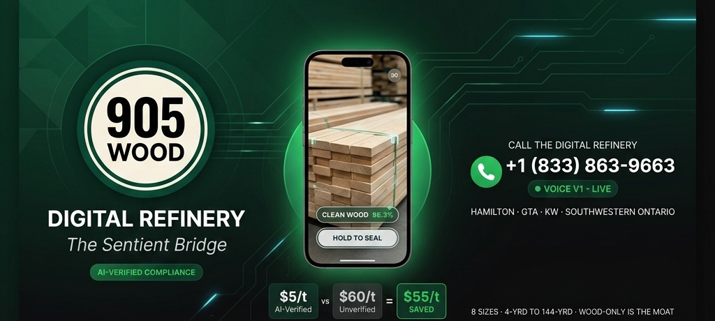 905WOOD Digital Refinery - The Sentient Bridge - AI-Verified Clean Wood Compliance - $5/t vs $60/t CIRCIL Levy Spread - Call 1-833-863-9663
