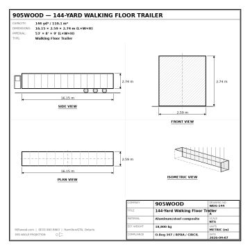 144-yard Walking Floor trailer for industrial-volume wood waste haulage across Ontario