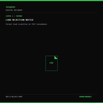 Load Rejection Notice - 905WOOD Digital Refinery Document