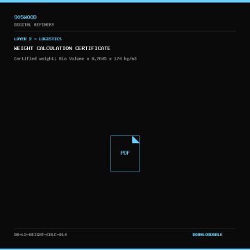 Weight Calculation Certificate - 905WOOD Digital Refinery Document