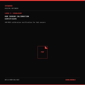 Hub Sensor Calibration Certificate - 905WOOD Digital Refinery Document