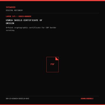 USMCA Shield Certificate of Origin - 905WOOD Digital Refinery Document